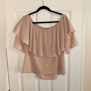 Ruffled off shoulder blush top